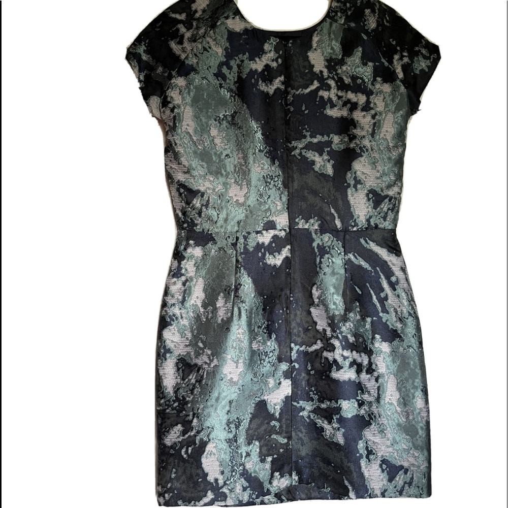 Zara Basic Dress M Woman Sheath Blue Cap Sleeve